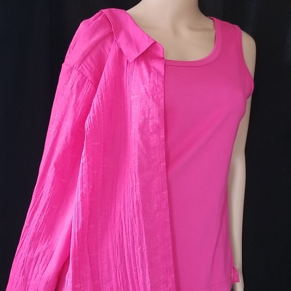 STUDIO WORKS Bright PINK 👚 button Shirt & Tank 💟 - Picture 3 of 8